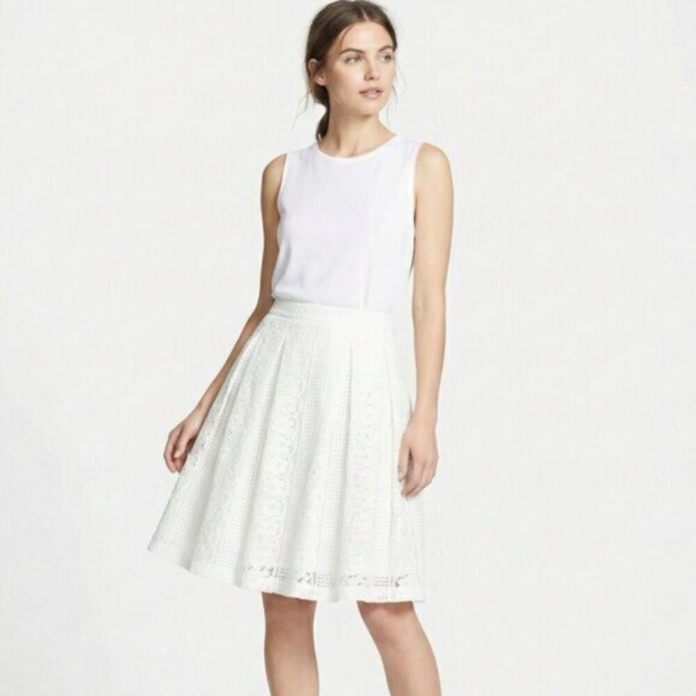 FOREVER 21 Boho Chic Mini Skirt Lace Crochet A-line Pleated White Women's Small